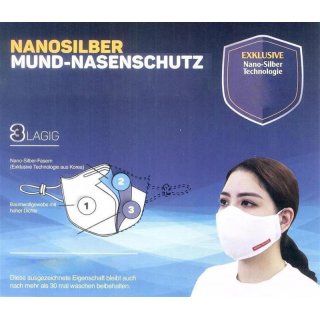 10 x Waschbare Nanosilber Atemschutzmaske Mundschutz Maske neu 3 Lagig