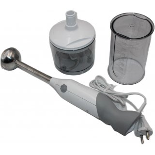 Bosch Stabmixer ErgoMixx MSM66120, Edelstahl-Mixfu, Mix- und Messbecher, 4-Klingen-Messer, ergonomisches Design, 12 Stufen plus Turbo, 600 W, wei/grau gebraucht