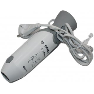 Bosch Stabmixer ErgoMixx MSM66120, Edelstahl-Mixfu, Mix- und Messbecher, 4-Klingen-Messer, ergonomisches Design, 12 Stufen plus Turbo, 600 W, wei/grau gebraucht