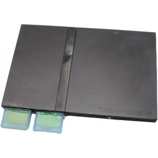 PlayStation 2 PS2 Slim Konsole + 2 x Controller + Netzteil + RGB kabel + 2 x 8 MB Memory Cards JVA Edition