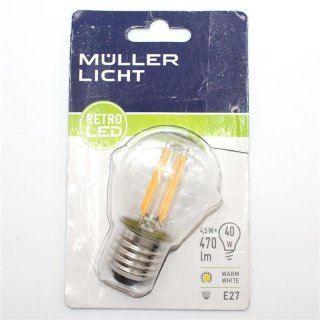 Müller Licht LED Leuchtmittel Tropfenform E27 4,5W 470lm Warmweiß 400223