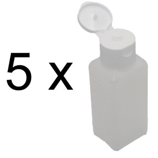 5 x Enghalsflasche / Vierkantflasche 100 ml mit Klappdosierer