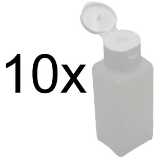 10 x Enghalsflasche / Vierkantflasche 100 ml mit Klappdosierer