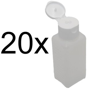 20 x Enghalsflasche / Vierkantflasche 100 ml mit Klappdosierer