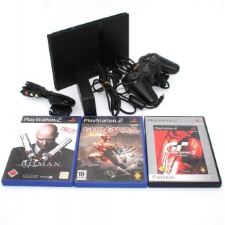 PlayStation 2 Konsole PS2 Black + 3 Spiele gebraucht USK 18