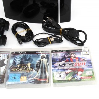 Sony PlayStation 3 PS3 80GB [inkl. DualShock Controller] schwarz - gebraucht + 3 Spiele